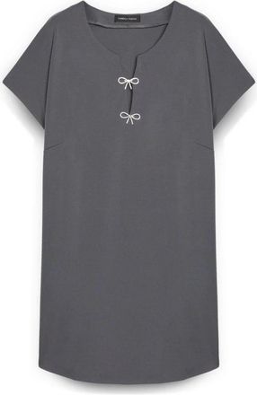 Fiorella Rubino Milano Stitch Jurk met Strikken - Dames - Korte kleedjes - Grijs - L - Polyester - Kleedjes