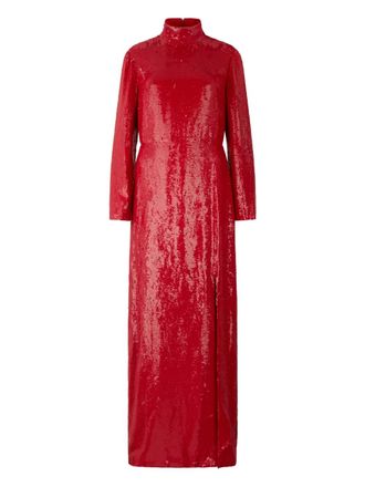 Valentino Garavani sequin slit maxi dress - women - Silk/Recycled Elastane/Viscose/Polyester - 40 - Red