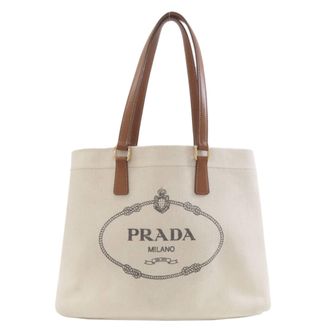 Prada White Canvas Tote Bag (Pre-Owned)