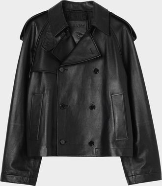 Burberry Men & apos;s Leadenham Double-Breasted Leather Jacket