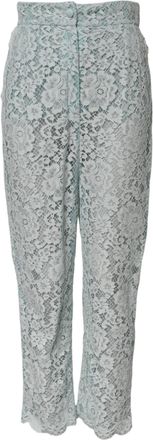 Dolce & Gabbana Mint Green Cotton Floral Lace Trousers Womens Pants