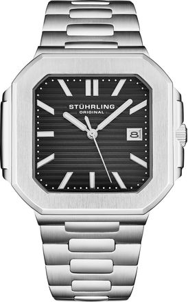 St&uuml;hrling Modulus 4064 Mens 44mm - Black Stainless Steel - One Size