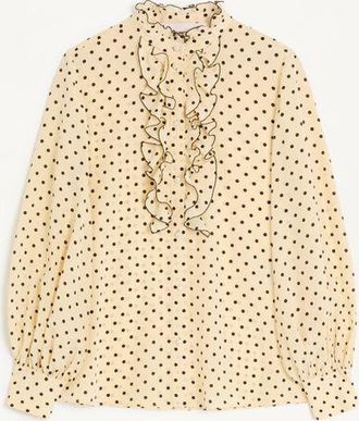Valentino Camicia In Crepe De Chine Stampa Plusdepois Donna BETULLA/NERO 36