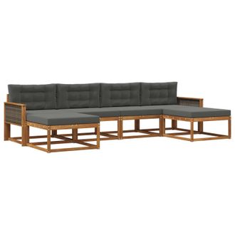 vidaXL Conjunto De Sof&aacute;s De Exterior 6 Pcs Natural Y Antracita Vidaxl
