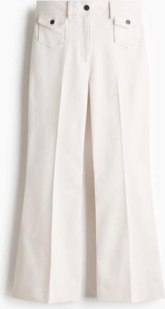 H&M Flared Ankle-length Trousers in White at Nordstrom, Size 10