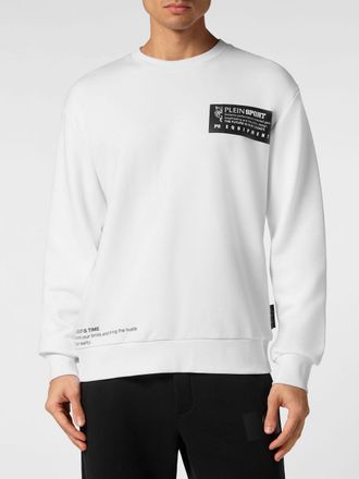 Plein Sport Cotton Crewneck Sweatshirt with Printed Logo and Dropped Shoulders