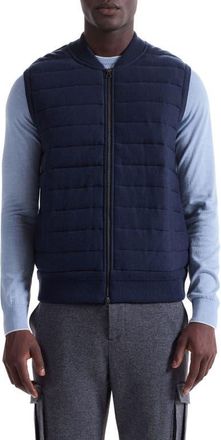 Bugatchi Quilted Cotton Zip Sweater Vest in Navy at Nordstrom, Size Xx-Large
