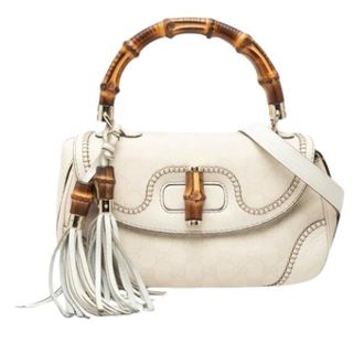 Gucci Pre-owned Bamboo Top Handle Satchel - Dames - Pre-owned - Wit - Maat: ONE Size Leer