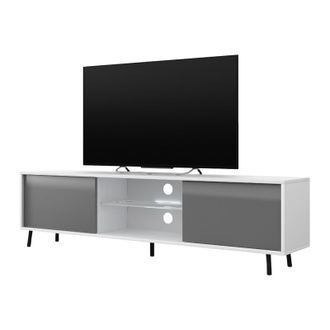 Selsey Selsey Lefyr - Mueble Tv - Blanco Mate / Gris Brillo - 140 Cm - Iluminaci&oacute;n Led A Pilas - Moderno
