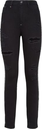 Philipp Plein Miss High Waist Jegging Stripes - Dames - Skinny Jeans - Zwart - W25 - Katoen - Jeans