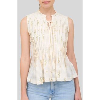 ZOE AND CLAIRE Floral Pleated Top in Ivory Multi at Nordstrom, Size X-Small