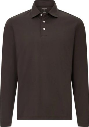 Boggi Milano Tops, Heren, Bruin, XL, Katoen, Polo shirt van katoen en zijde