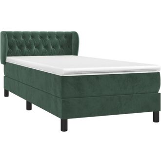vidaXL Cama Box Spring Con Colch&oacute;n Terciopelo Verde Oscuro 90x190 Cm Vidaxl