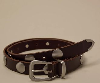 Lucky Brand Leather Belt With Oversized Studds