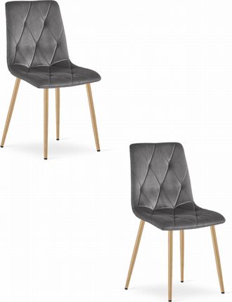 OEM Silla Libra - Terciopelo Gris Oscuro / Patas Color Madera X 2
