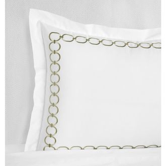 SFERRA Catena Cotton Percale Euro Pillow Sham in White/Willow at Nordstrom