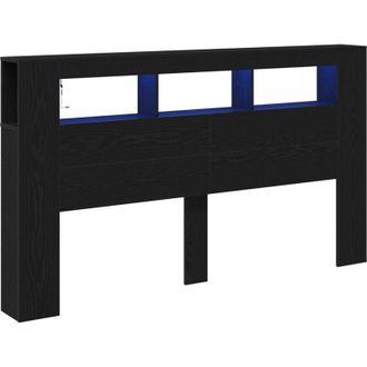 vidaXL Led Headboard Black oak 180 x 18.5 x 103.5 cm Engineered wood Vidaxl