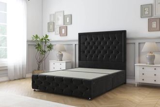 Sloomy Vienna Plush Divan Base 2 Drawers - 54 Headboard & 12 Footboard in Black | Size: King