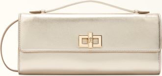 Furla Clara Clutch Color Gold Gold Metal Dattero Lux Calf Leather Woman