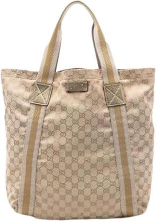 Gucci Pre-owned Canvas Tote Bag - Dames - Vintage Shopper - Beige - ONE Size - Vintage
