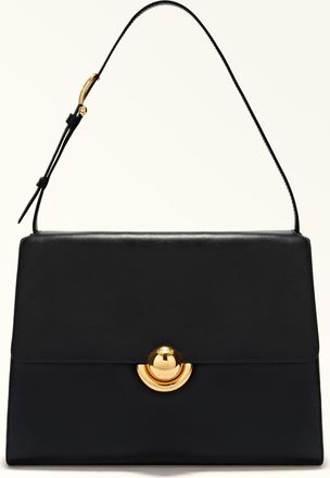 Furla Domus Borsa A Spalla M Nero Nero Pelle Di Vitello Varrenne + Camoscio Donna