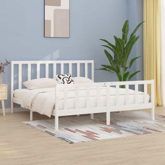vidaXL Estructura De Cama De Madera Maciza Blanca 200x200 Cm Vidaxl