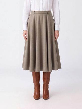 Max Mara High-Waisted A-Line Cashmere Midi Skirt with Belt Loops