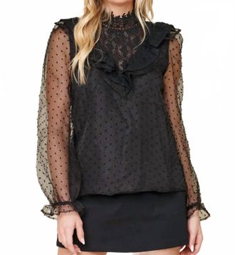 Sugarlips Cordelia Swiss Dot Blouse In Black