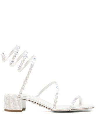 Rene Caovilla crystal embellished strappy sandals - women - Artificial Leather - 37 - White