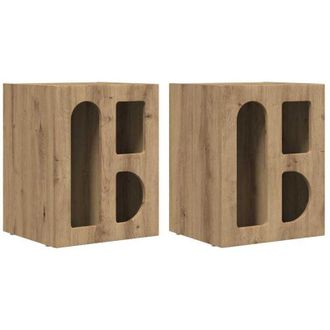 vidaXL Mesita De Noche 2 Pcs Roble Artesanal 40 X 35 X 50 Cm Vidaxl