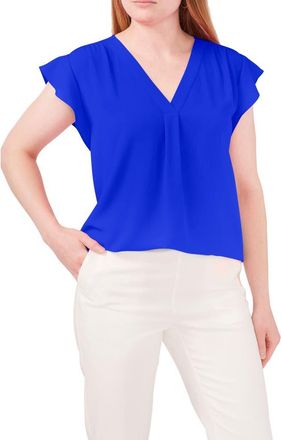 Chaus Print Flutter Sleeve Blouse in Goddess Blue at Nordstrom, Size Small