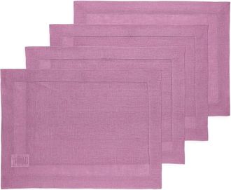 Solino Home Linen Placemats Set of 4, 14 x 19 Inch for Dining Table, Holiday and Everyday Table Decor - Classic Hemstitch in Violet at Nordstrom