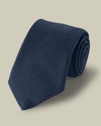 CHARLES TYRWHITT Silk Grenadine Italian Tie - Petrol Blue Size OSFA by Charles Tyrwhitt