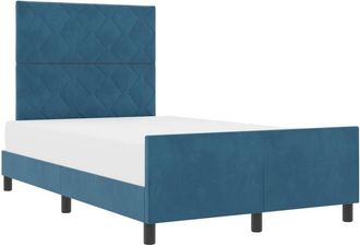 vidaXL Bed Frame with Headboard Dark blue 120 x 190 cm Velvet Vidaxl