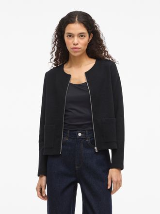 Vila Kurzblazer VILA VIGARDEN L/S SHORT CARDIGAN - NOOS, Damen, Gr. L, schwarz beauty, Web, Obermaterial: 70% Baumwolle, 25% Polyester, 5% Elasthan, unifar