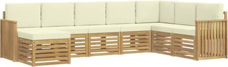 vidaXL Conjunto De Sof&aacute;s De Exterior 8 Uds. Blanco Y Crema Poli&eacute;ster Vidaxl