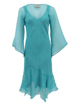 Zonda Nellis Soleil bell-sleeve sheer shrug - women - Silk/Polyamide - L - Blue