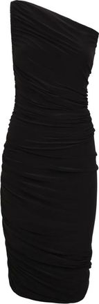 Norma Kamali Elegante Zwarte One-Shoulder Jurk - Dames - Feestkleedjes - Zwart - L - Polyester - Kleedjes