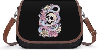 Generic Transgender Proud Trans Skull Roses Fashion Womens Crossbody Bags Novelty Handbag Shoulder Bag Purse