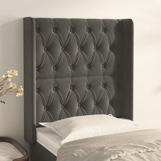 vidaXL Cabecero Con Orejas De Terciopelo Gris Oscuro 83x16x118/128 Cm Vidaxl