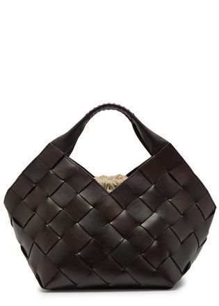 Dragon Diffusion Botteghe Small Woven Leather Tote - Dark Brown - One Size