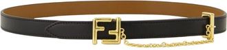 Fendi FF Riem - Dames - Riemen - Zwart - 80 CM - Leer - Accessoires