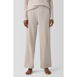 Eileen Fisher Organic Cotton Waffle Knit Straight Ankle Pants in Wheat at Nordstrom, Size Large