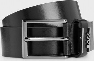Boss Orange by Hugo Boss Cole-Ant Mens Italian-Leather Belt with Logo Keeper - Black - Size 34 (Waist)