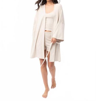 Under The Canopy Organic Cotton Short Lounge Robe In Oatmeal