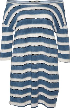 Max Mara pre-owned off-shoulder striped dress - Blue