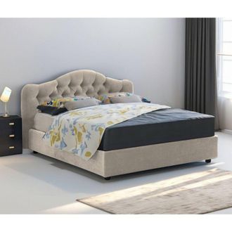 Dmora Cama Matrimonial Aly, Desenfundable, Hecha En Italia, Gris Tortora