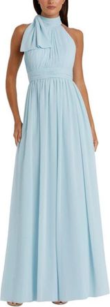 Mac Duggal High Neck Chiffon Gown in Powder Blue at Nordstrom, Size 14
