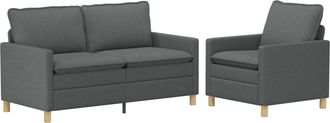 vidaXL Juego De Sof&aacute; 2 Uds. Gris Oscuro Tela Vidaxl