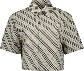 Burberry Geruite Crop Shirt Lente-Zomer 2025 - Dames - Overhemden - Veelkleurig - 3XS - Katoen - Overhemden